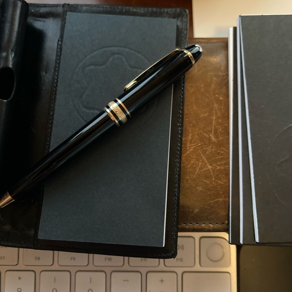Mont Blanc Mozart ballpoint pen with notepad wallet and 3 page refills